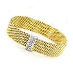 14k Link Bracelet In the opinion of 0.15 Cttw. Diamond Clasp