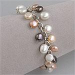 14i Milticolor Freshwater Pearl Charm Bracelet