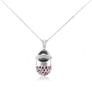 14k Ruby & Diamond Baby Shoe Pendant