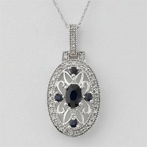 14k Sapphire & Diamond Pendant