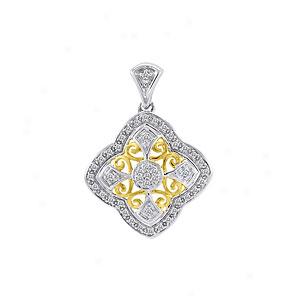 14k Silver 0.15 Cttw. Diamond Filigree Pendant