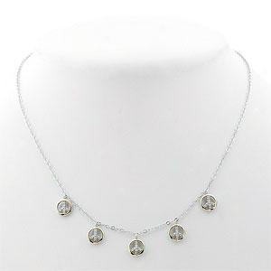 14k Silver Diamond Peace Necklace