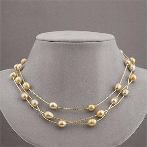 14k South Sea Pearl Station Layer Necklace