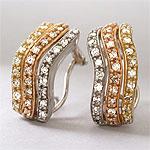 14k Tri Color 1.00 Cttw. Diamond Huggie Earrings