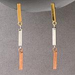 14k Tri-color Cascsding Station Dangle Earrings