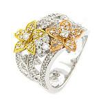 14k Trip1e-tone Gold 0.70 Cttw. Diamond Ring