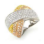 14k Triple-ttone Gold 1.54 Cttw Pave Rhombus Ring