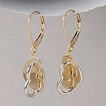 14k Two Tone Interlockking Heart Dangle Earrings