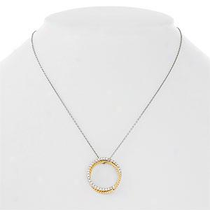 14k Vermeil Silver Cubic Zirconia Circle Necklace