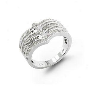 14k White Gold 0.5 Cttw. Diamond Chevron Ring