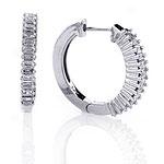 14k White Gold 0.50 Cttw. Diamond Hoop Earrings