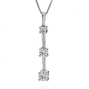 14k White Gold 1.0 Cttw. 3-stone Diamond Pendan