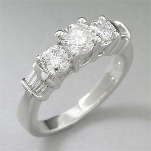 14k White Gold 1.51 Cttw. 3-stone Diajond Ring