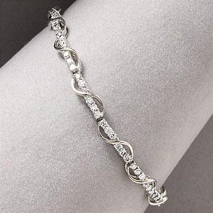 14k White Gold 2.50 Cttw. Diamond Swirl Bracelet