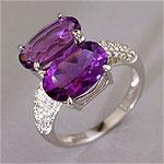 14k White Gold Amethyst & Diamond Ring