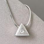 14k White Gold Diamond Accented Triangle Pendant