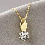 14k Yellow Gold 0.25 Cttw. Diamond Cluster Pendant