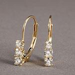 14k Yellow Gold 0.33 Cttw. 3-stone Earrings