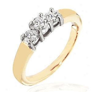 14k Yellow Gold 0.50 Cttw. 3-soyne Diamond Ring