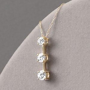 14k Yellow Gold 0.75 Cttw. 3-stone Diamond Pendant