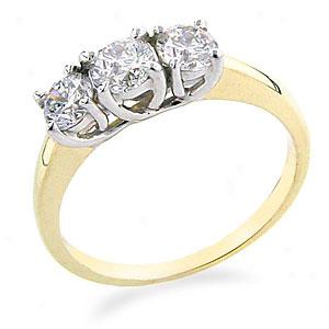 14k Yellow Gole 1.0 Cttw. 3-syone Diamond Ring