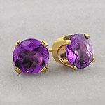 14k Yellow Gold 1.65 Cttw. Amethyst Stud Earrings