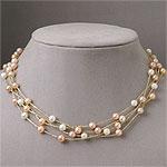 14j Yellow Gold 4-strand Polyester Pearl Necklace