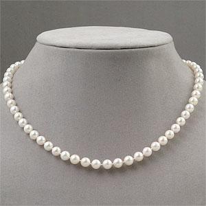 14k Yellow Gold 6.5mm - 7mm Akoya Pearl Necklace