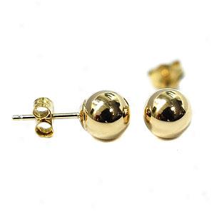 14k Yellow Gold 6mm Ball Earrings