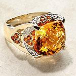 14k Yellow Gold 8.95 Cttw. Citrine & Diamond Ring