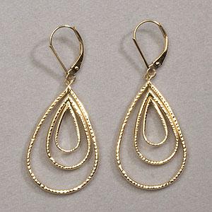 14k Yellow Gold Cascading Teardrop Earings