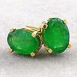 14k Yellow Gold Emerald Stud Earrings