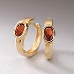 14k Yellow Gold Garnet Huggie Earrings