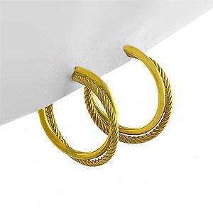 14k Yellow Gold Interlocking Hoops