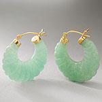 14k Golden Gold Jade Scallop-shaped Earrings