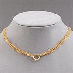 14k Yellow Gold Multi Strand Mesh Heart Necklace