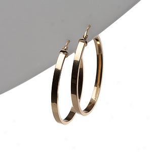 14k Yellow Gold Oval Hoops