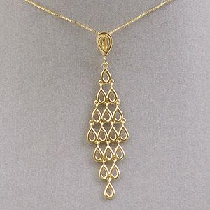 14k Yellow Gold Polished Tiersd Drop Necklace