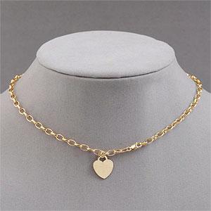 14k Yellow Gold Rolo Necklace With Heart Charm