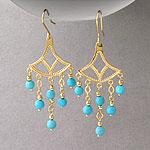 14k Yellow Gold Turquoise Bead Chandelier Earrings