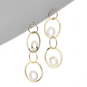 14k Yellow & White Gold Circles Dangle Earrings