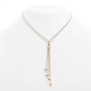 14k Yellow & White Gold Lariat Necklace