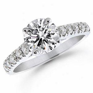 1.50 Cttw. Diamond Engagemetn Ring, 14k White Gold