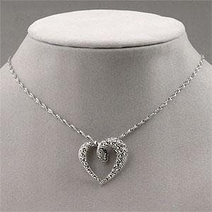 18in Marcasite Looped Heart Necklace