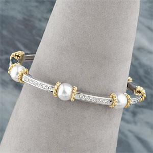 18k Akoya Pearl & 0.60 Cttw. Diamond Bracelet