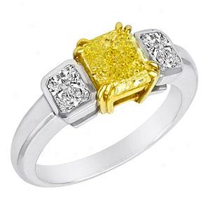 18k Platinum 1.87 Cttw. Yellow Diamond Ring
