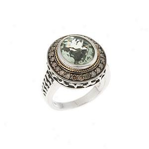 18k & Silver 4.90 Cttw. Diamond & Ameethyst Ring