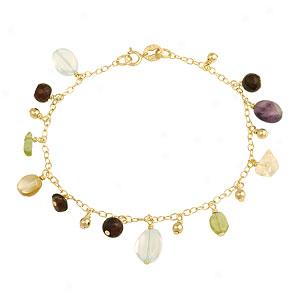 18k & Silver Gemstonw Bracelet