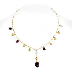 18k & Silver Gemstone Necklace