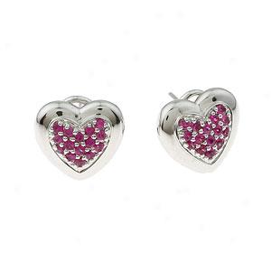 18k Silver Sapphire Heart Earrings